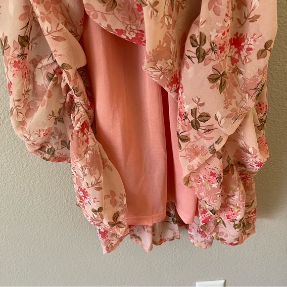 Sublime Collection Powder Pink Floral Fairy Surplice Chiffon Dress Size S/M - Picture 7 of 10